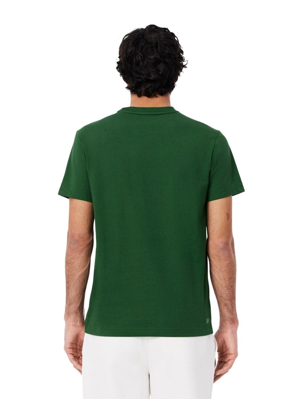 Lacoste Camiseta Verde de tenis estampado clásico
