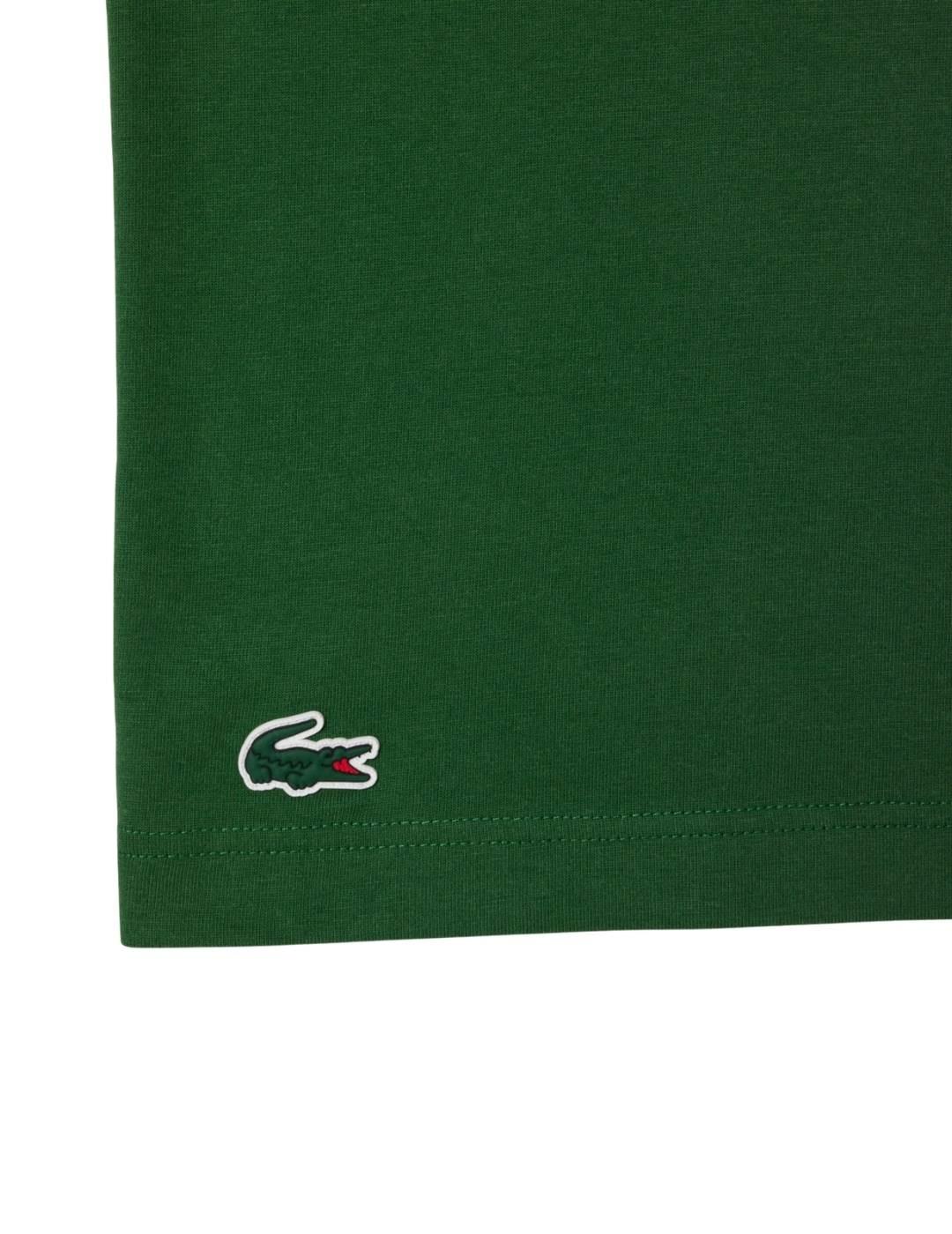 Lacoste Camiseta Verde de tenis estampado clásico