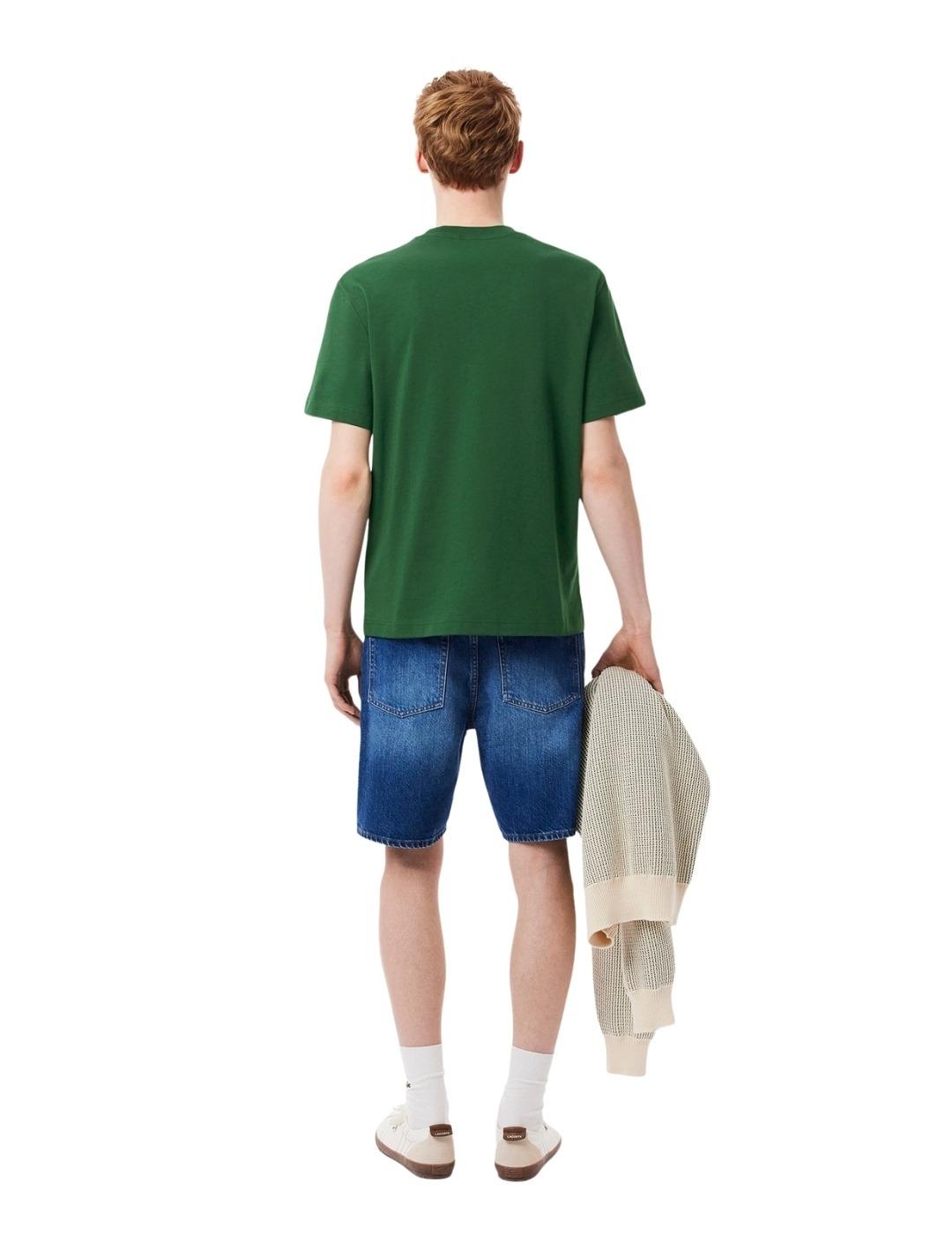 Lacoste Camiseta Verde con bolsillo en el pecho