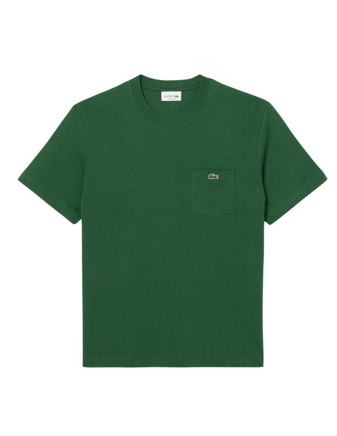 Lacoste Camiseta Verde con bolsillo en el pecho
