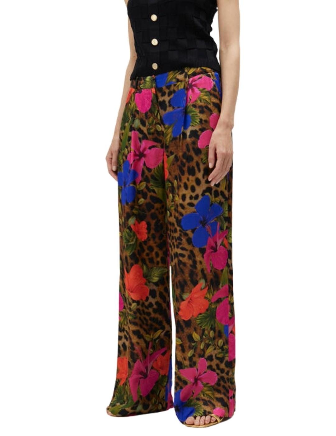 Lola Casademunt Pantalón Fluído Pinzas Animal Prin