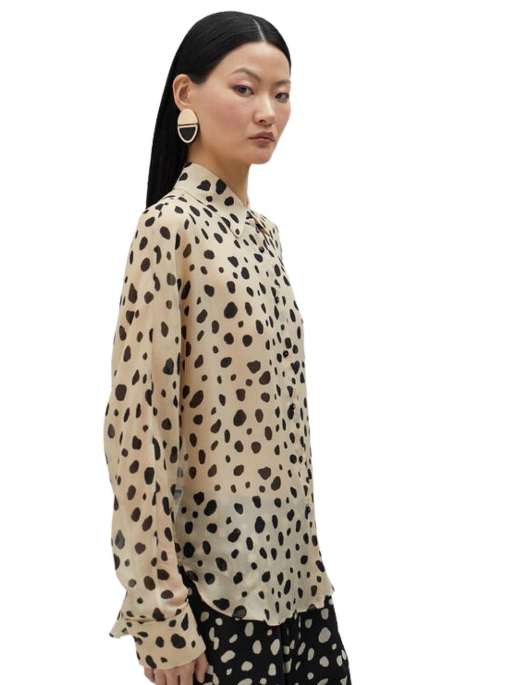 Lola Casademunt Camisa Topos Crudo-Negro