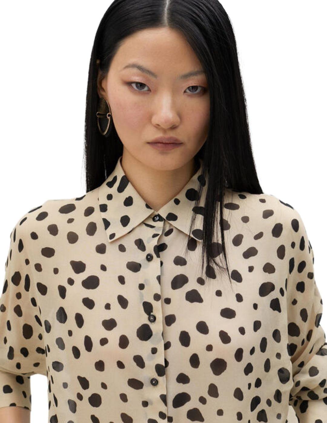 Lola Casademunt Camisa Topos Crudo-Negro