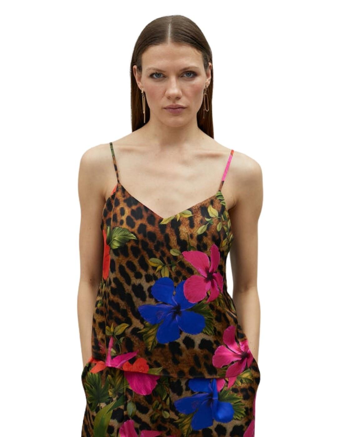 Lola Casademunt Top Tirante Lencero Fluido Animal