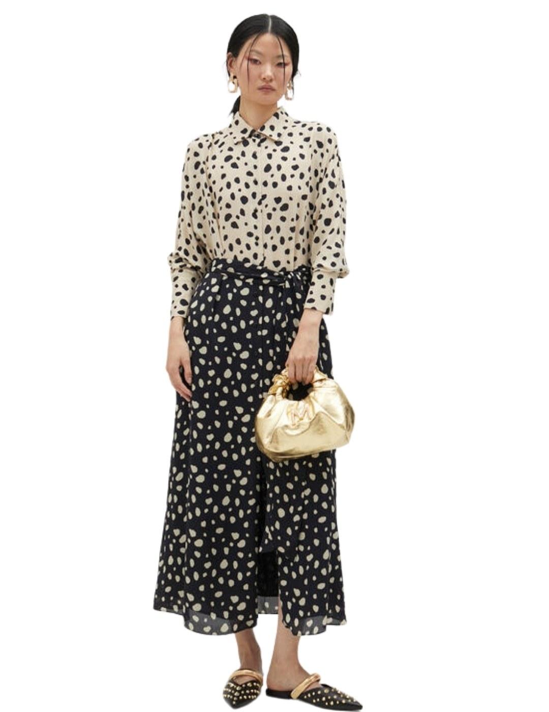 Lola Casademunt Vestido Camisero Combinado Topos N