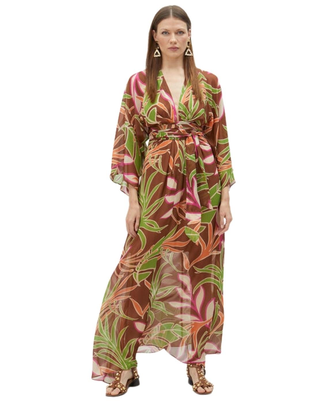 Lola Casademunt Vestido Formentera Floral Marron-V