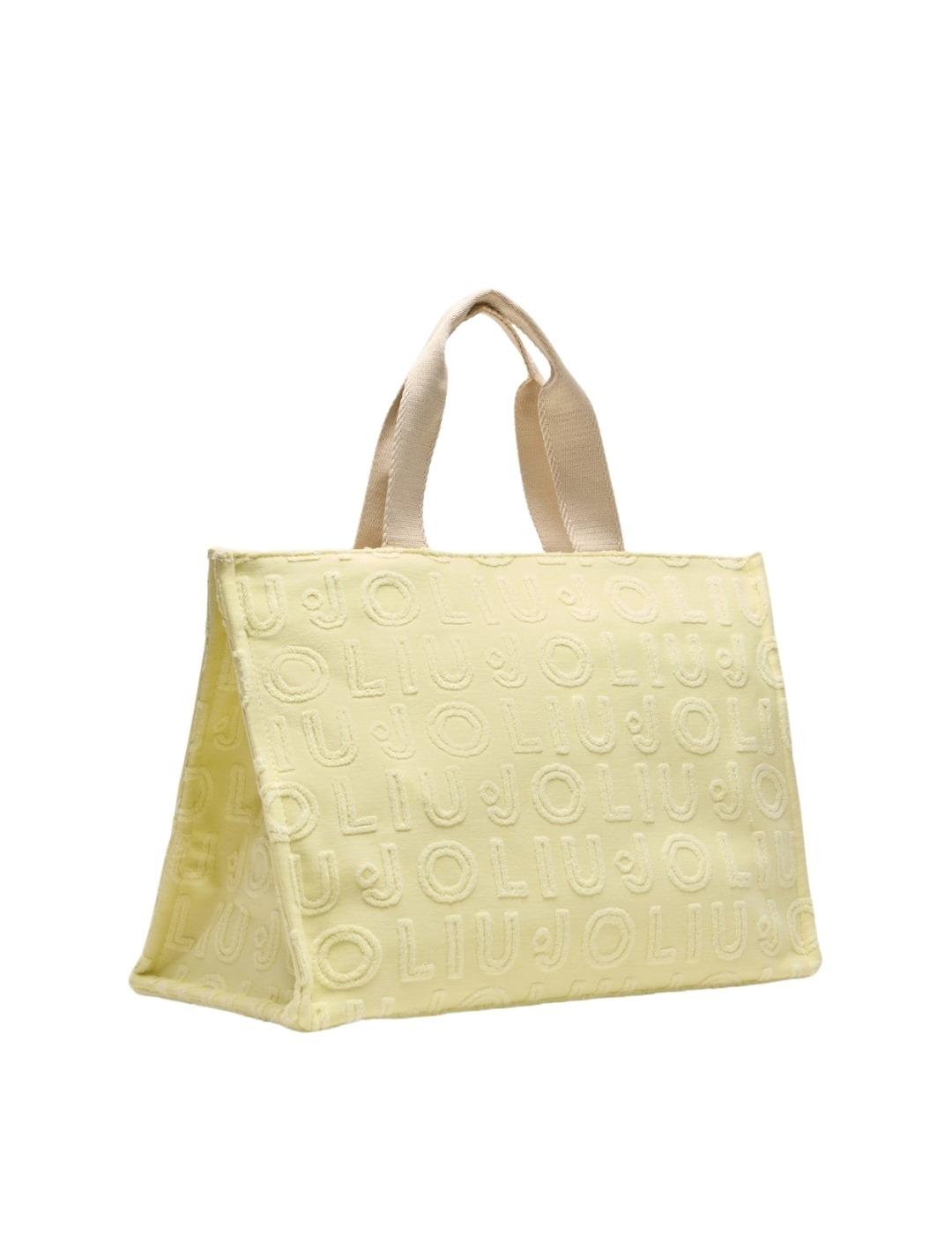 Liujo Bolso Tote grande de jacquard Amarillo claro