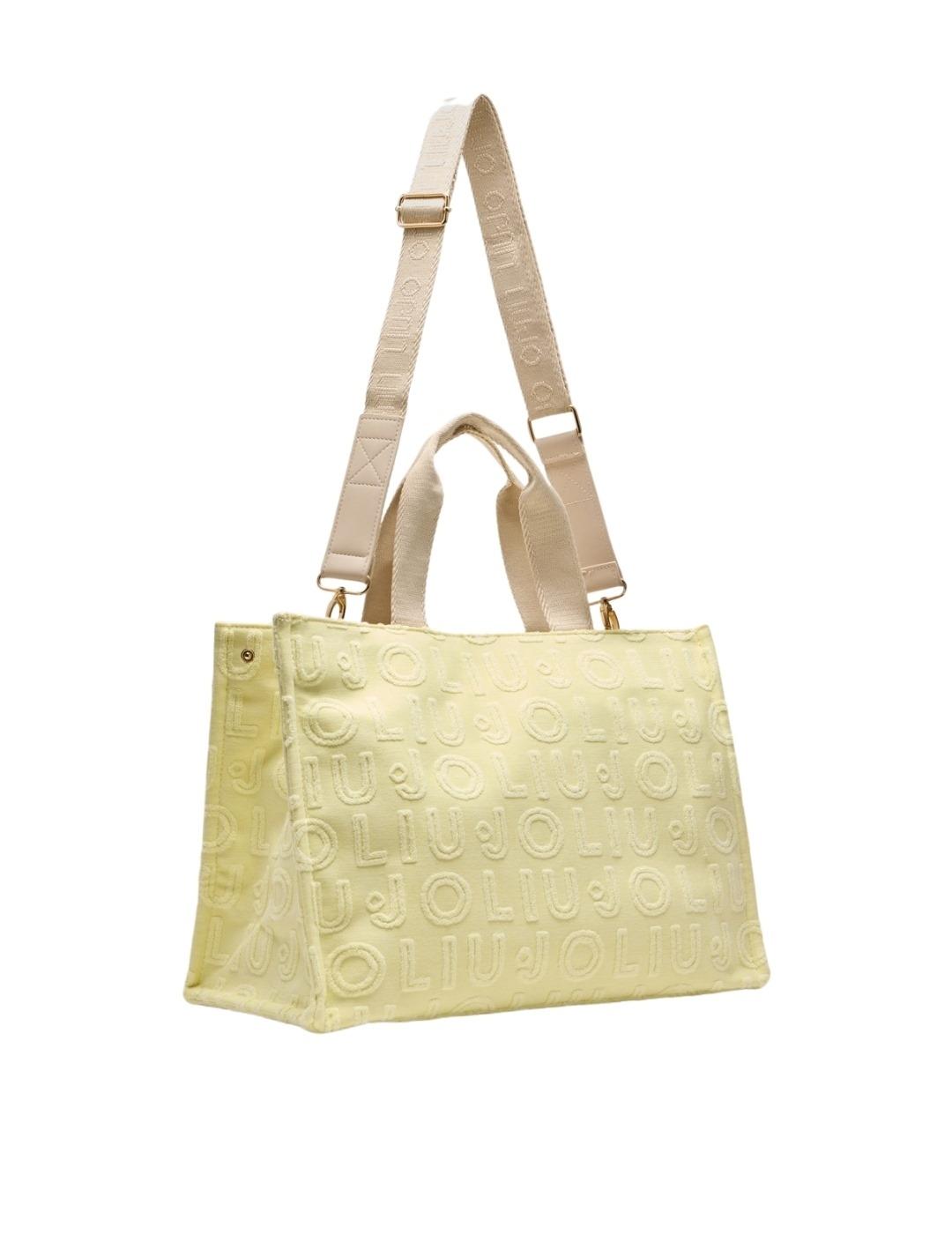 Liujo Bolso Tote grande de jacquard Amarillo claro