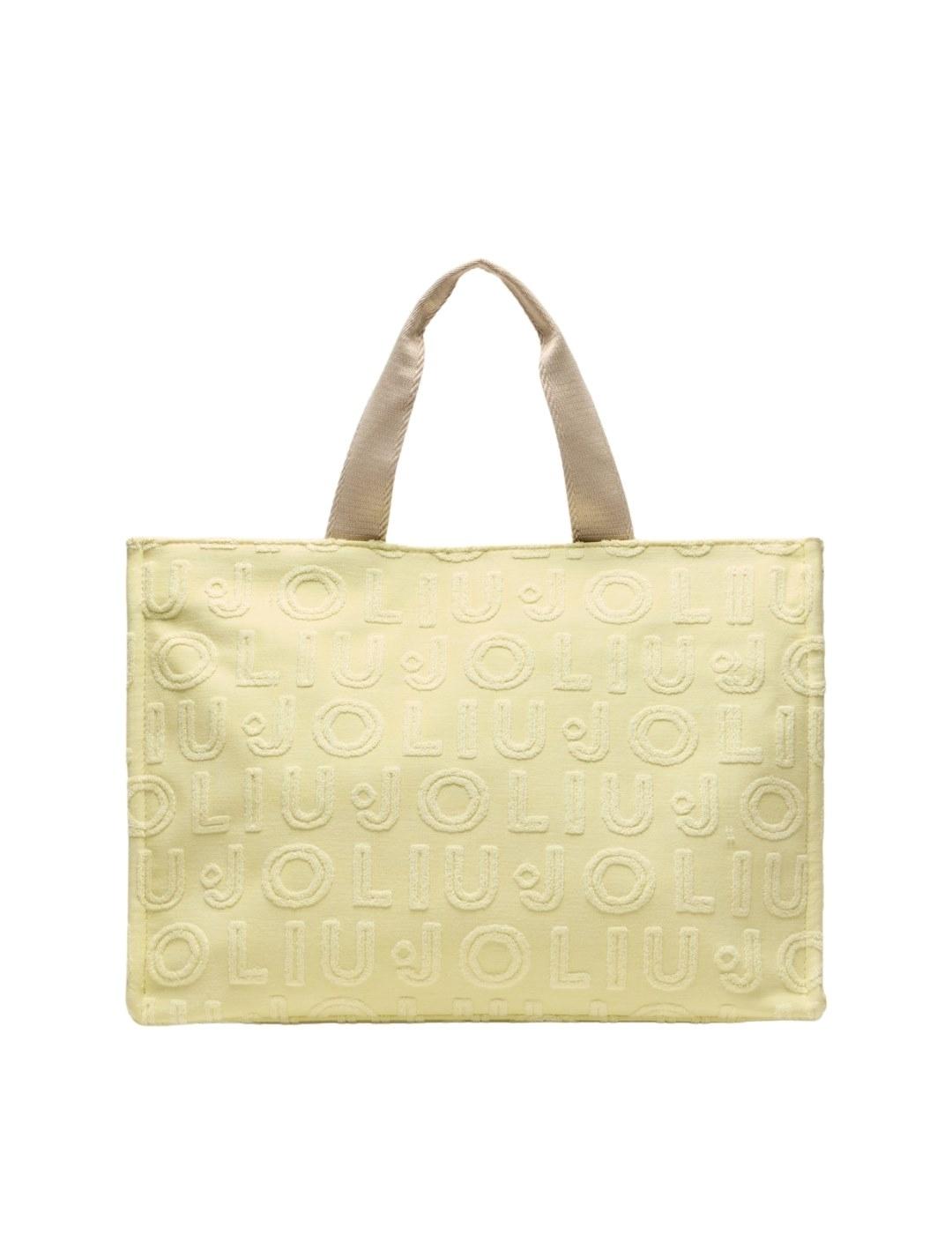 Liujo Bolso Tote grande de jacquard Amarillo claro