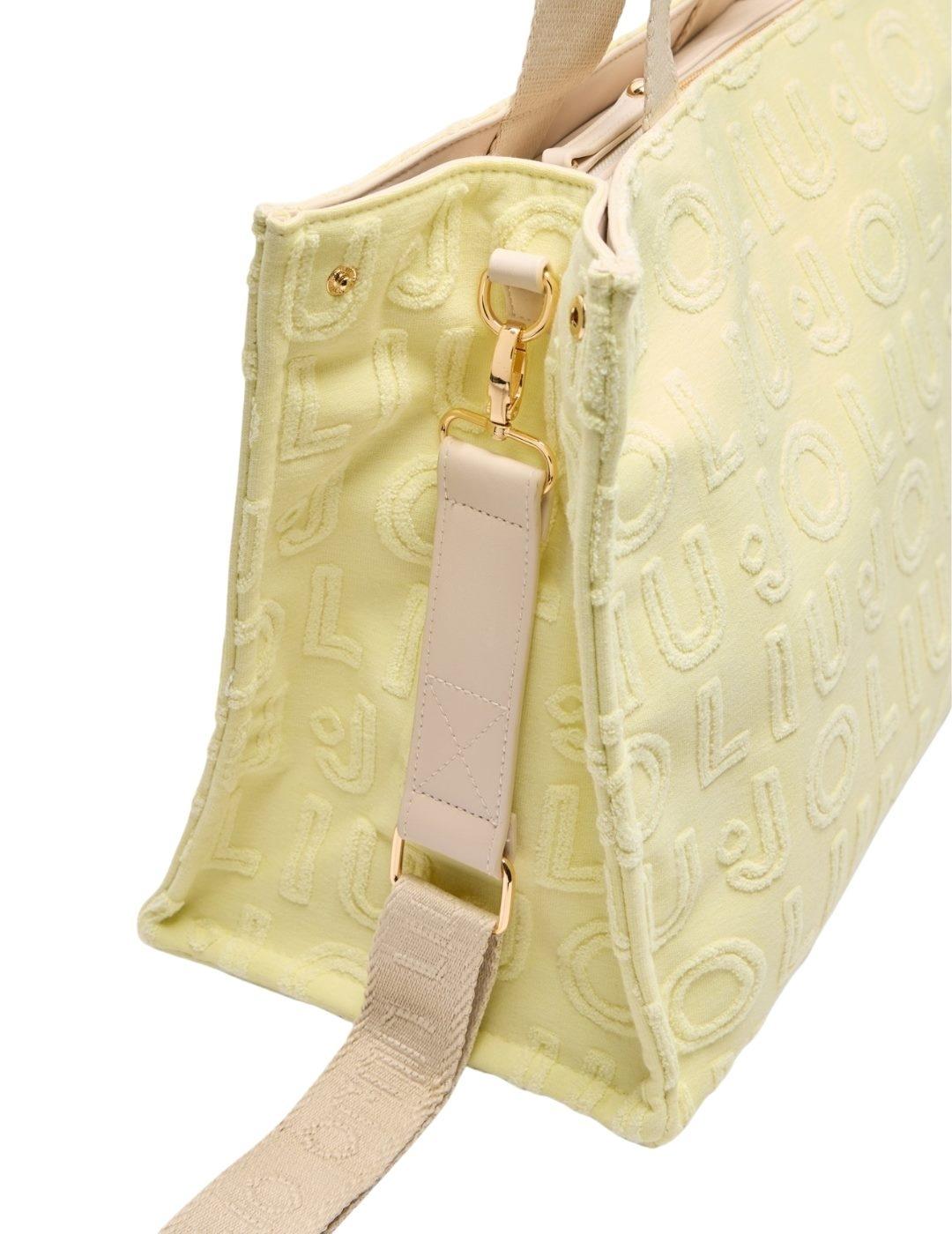 Liujo Bolso Tote grande de jacquard Amarillo claro