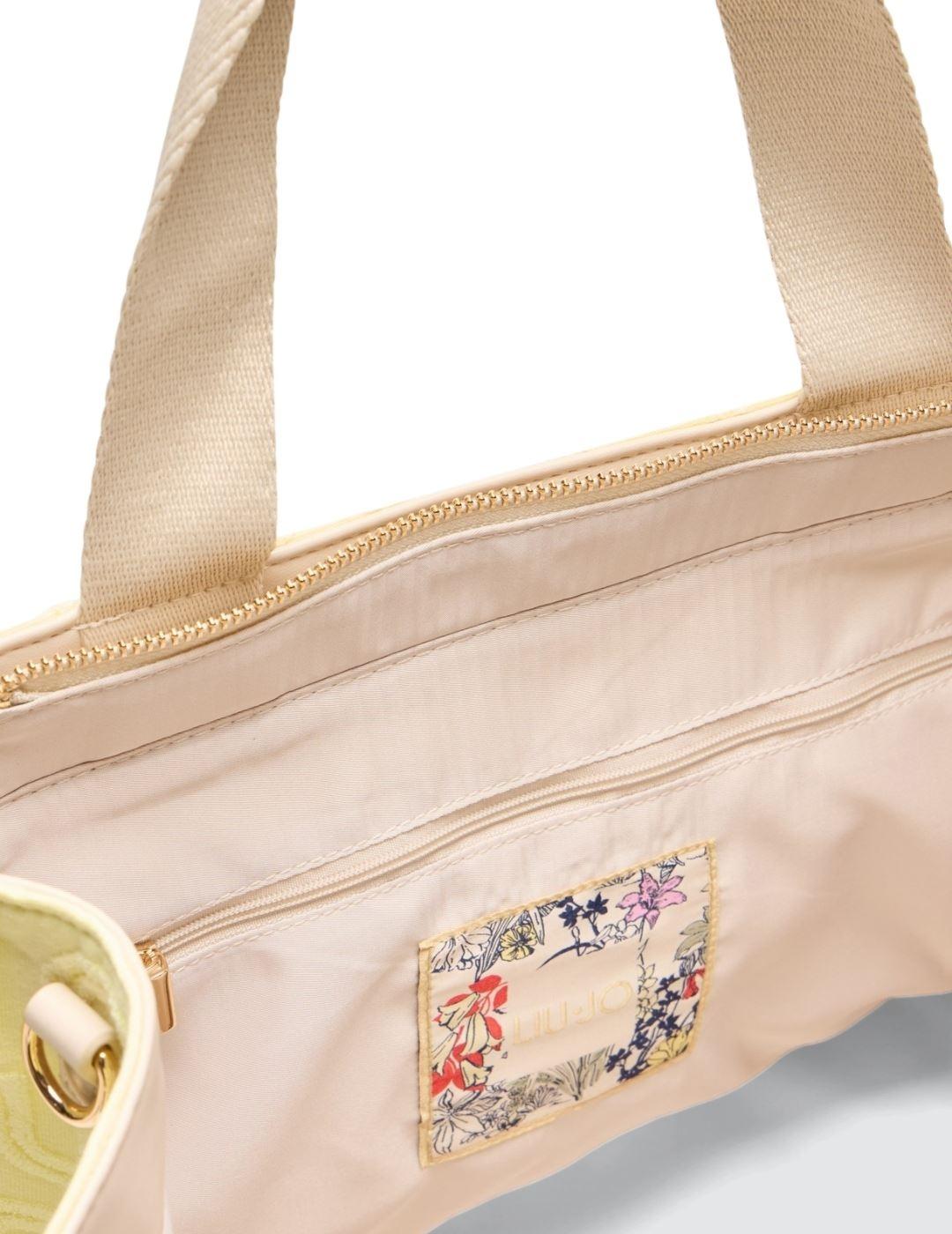 Liujo Bolso Tote grande de jacquard Amarillo claro