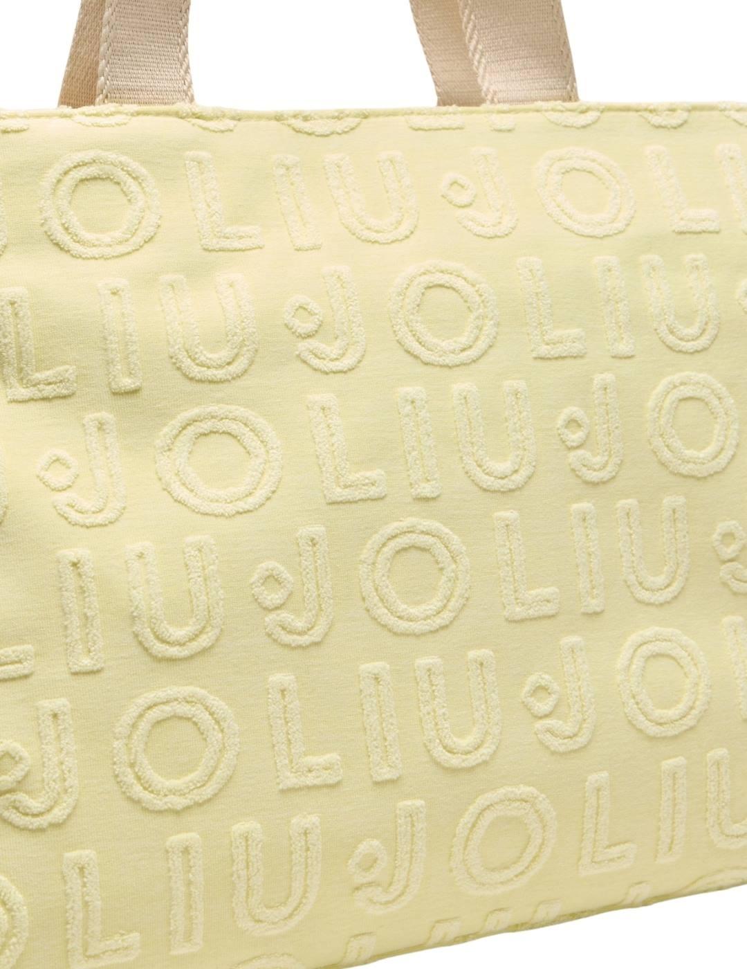 Liujo Bolso Tote grande de jacquard Amarillo claro