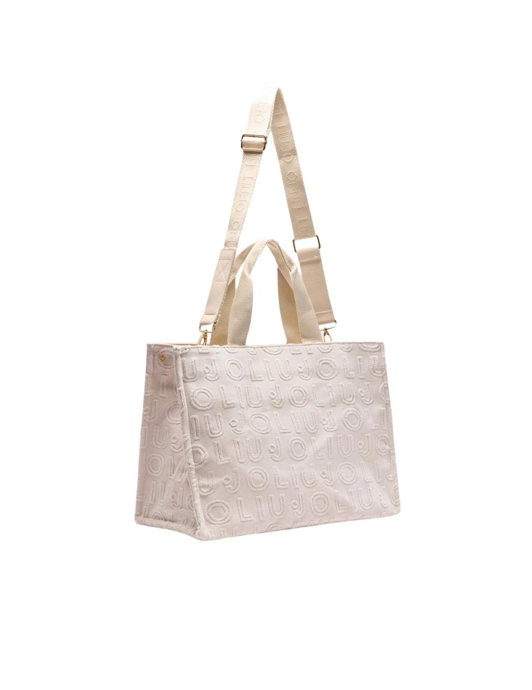 Liujo Bolso Tote grande de jacquard Beige