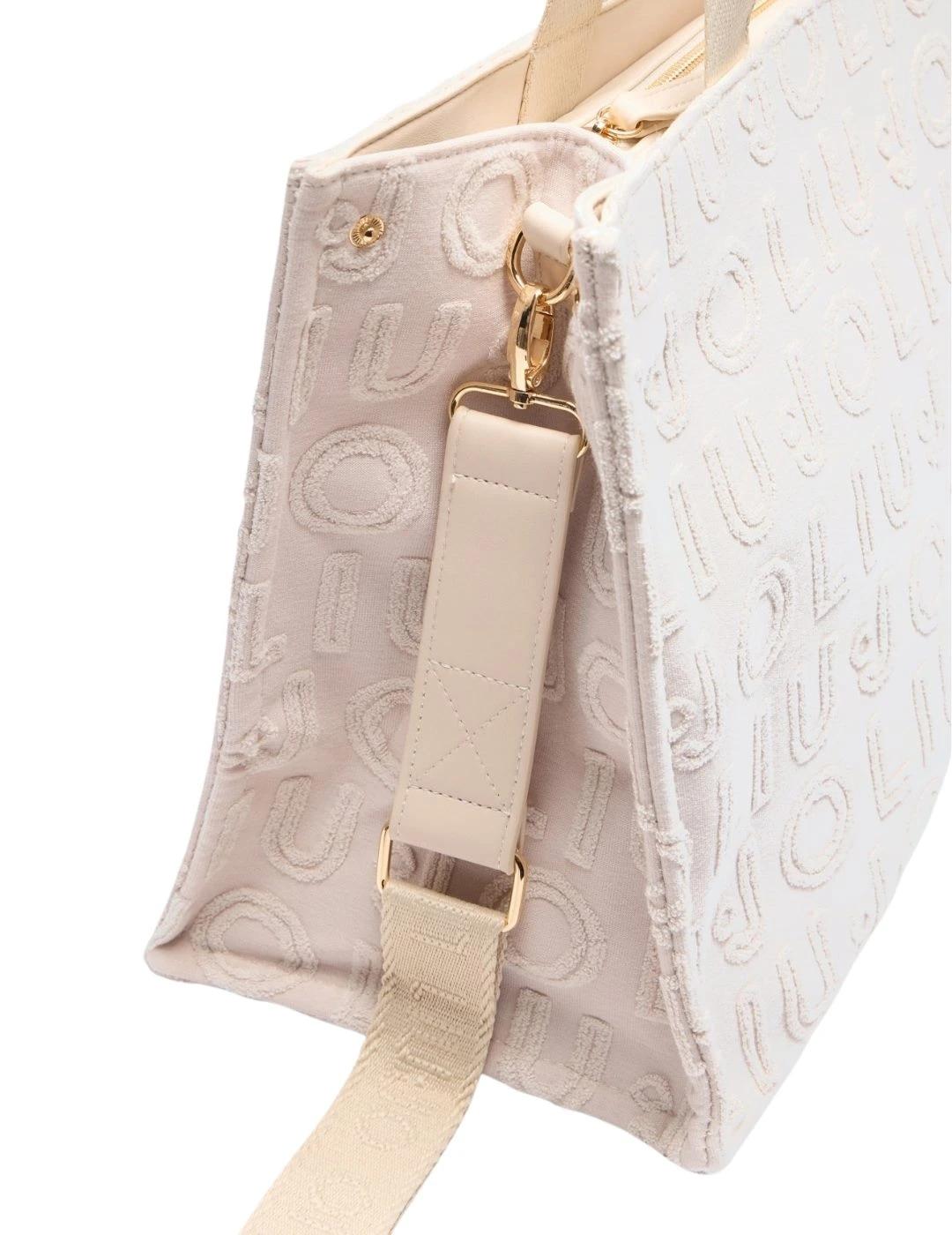 Liujo Bolso Tote grande de jacquard Beige