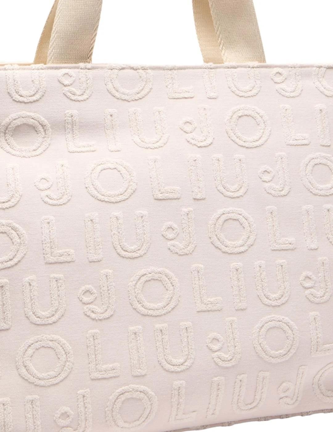 Liujo Bolso Tote grande de jacquard Beige