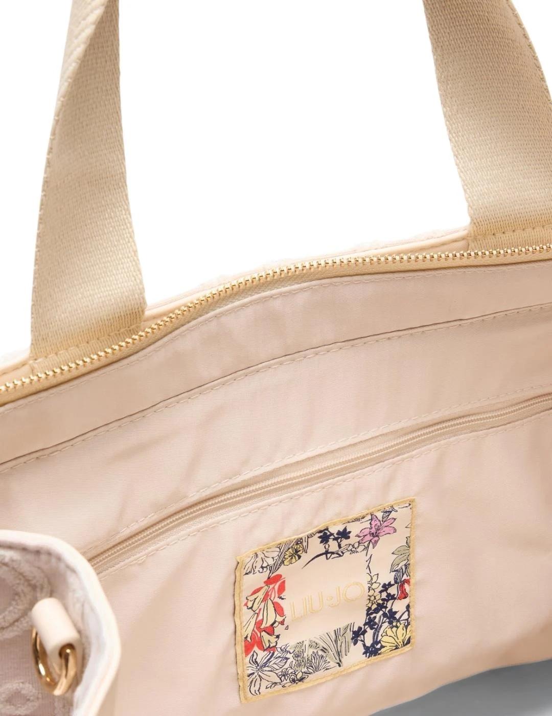 Liujo Bolso Tote grande de jacquard Beige