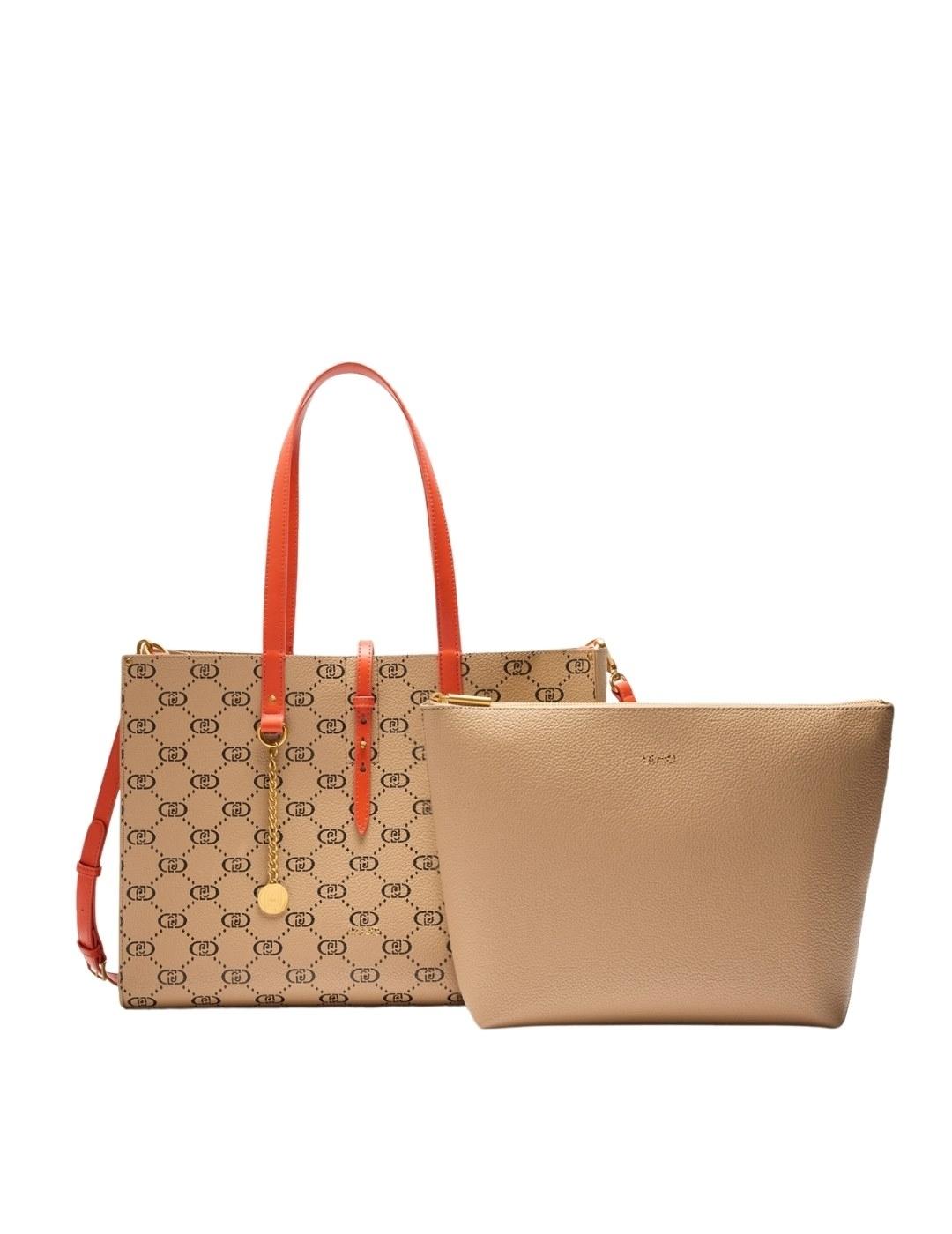 Liujo Bolso tote grande con monograma Beige