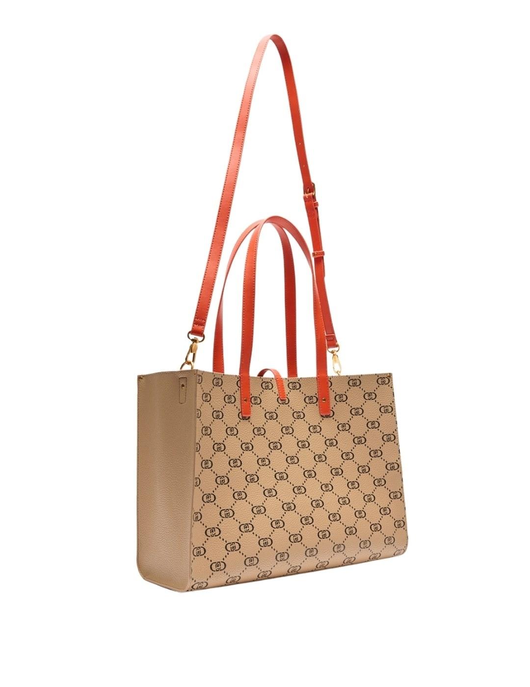 Liujo Bolso tote grande con monograma Beige