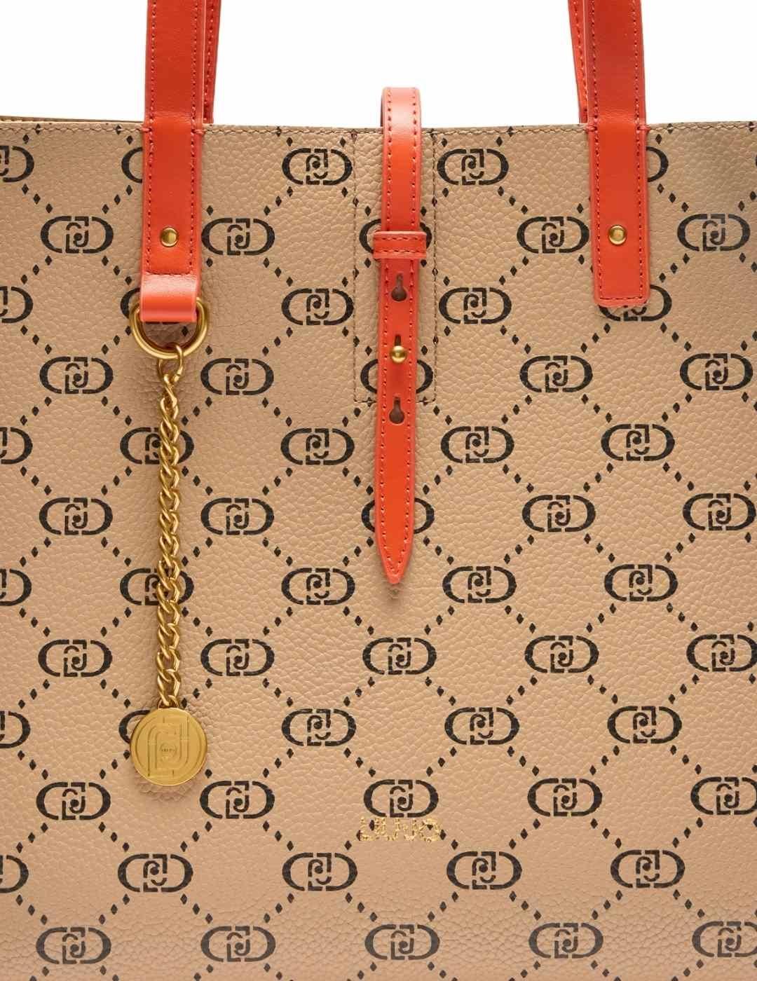 Liujo Bolso tote grande con monograma Beige