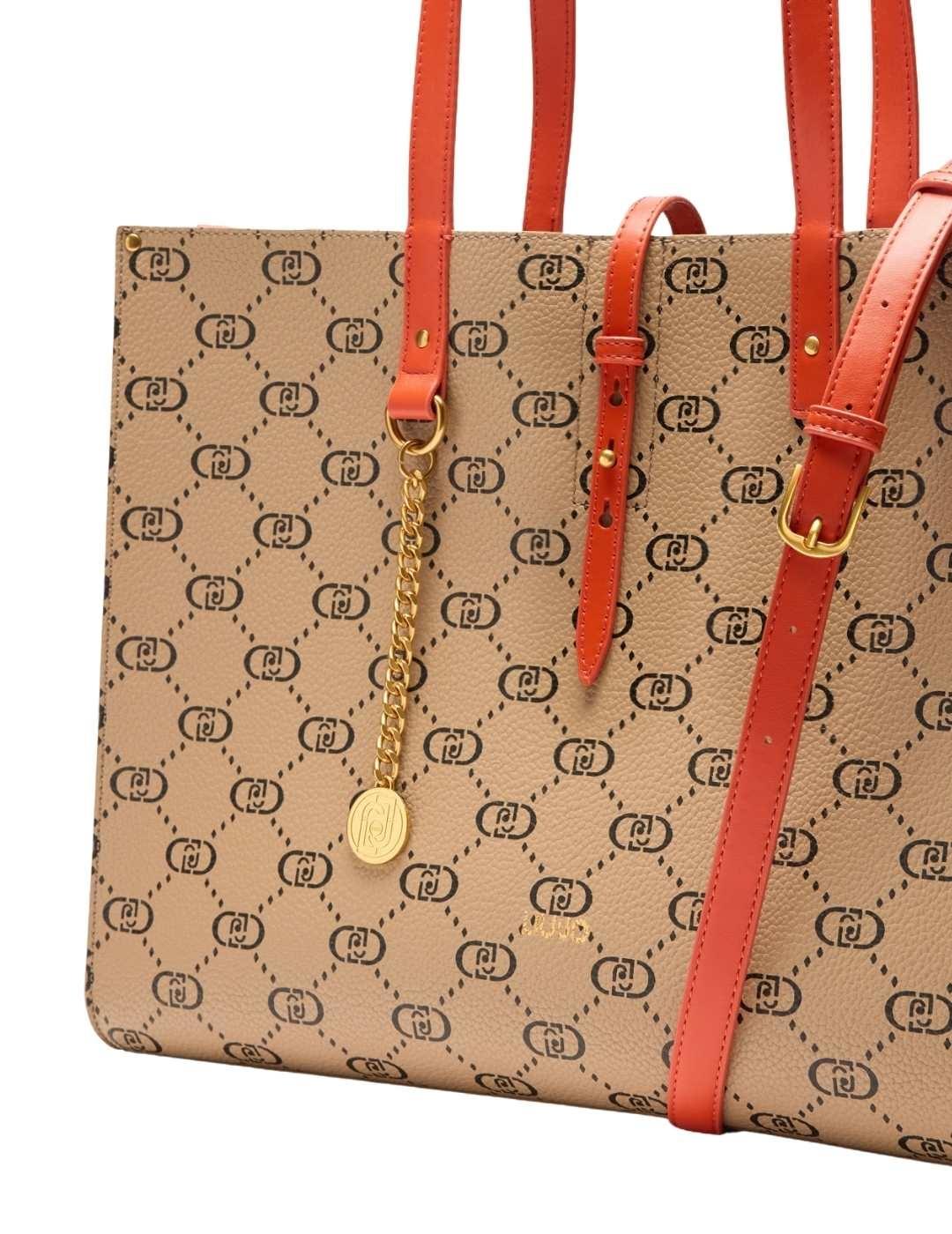 Liujo Bolso tote grande con monograma Beige