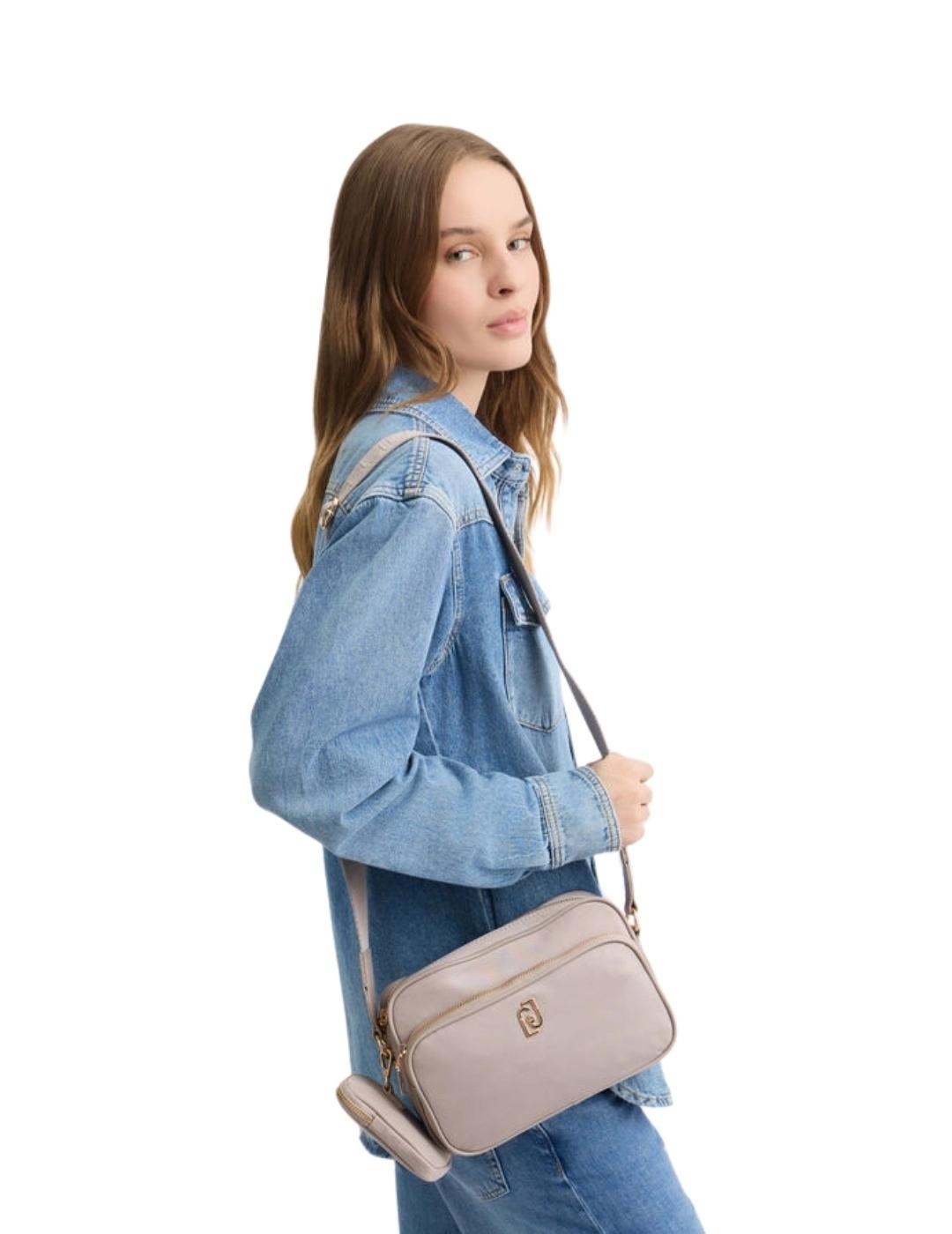 Liujo Bolso bandolera mediana de nailon Gris