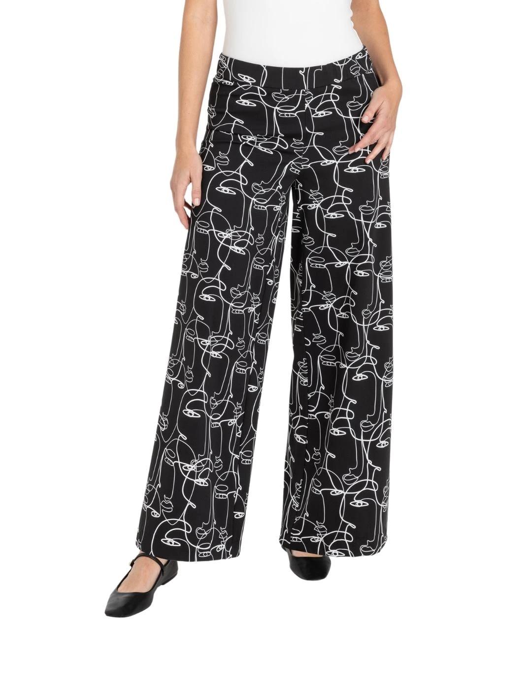 Mac Pantalones Faye Abstract Face Print