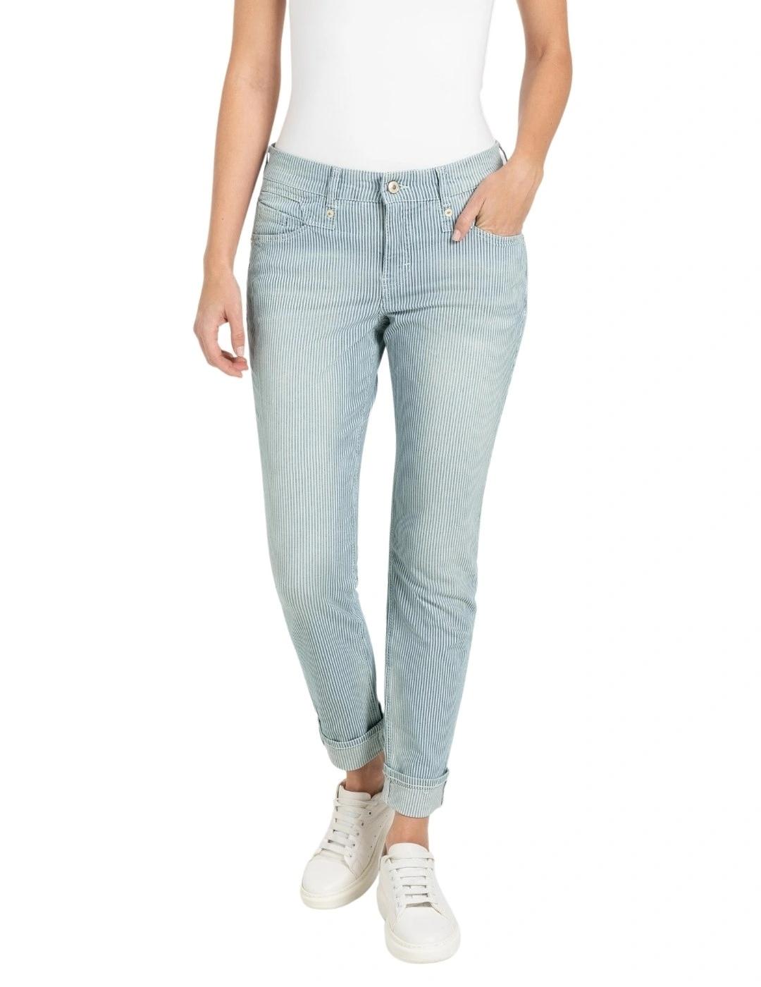 Mac Pantalones Rich Slim Cool River Blue Striped