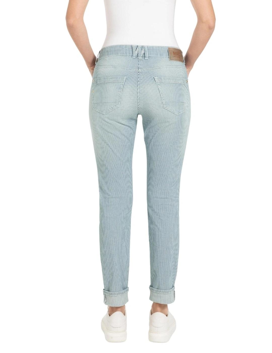 Mac Pantalones Rich Slim Cool River Blue Striped