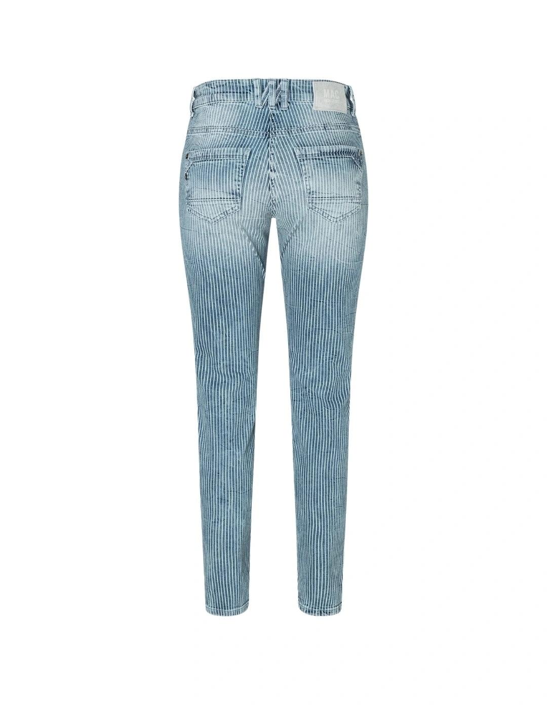 Mac Pantalones Rich Slim Blue Stripes Destroyed