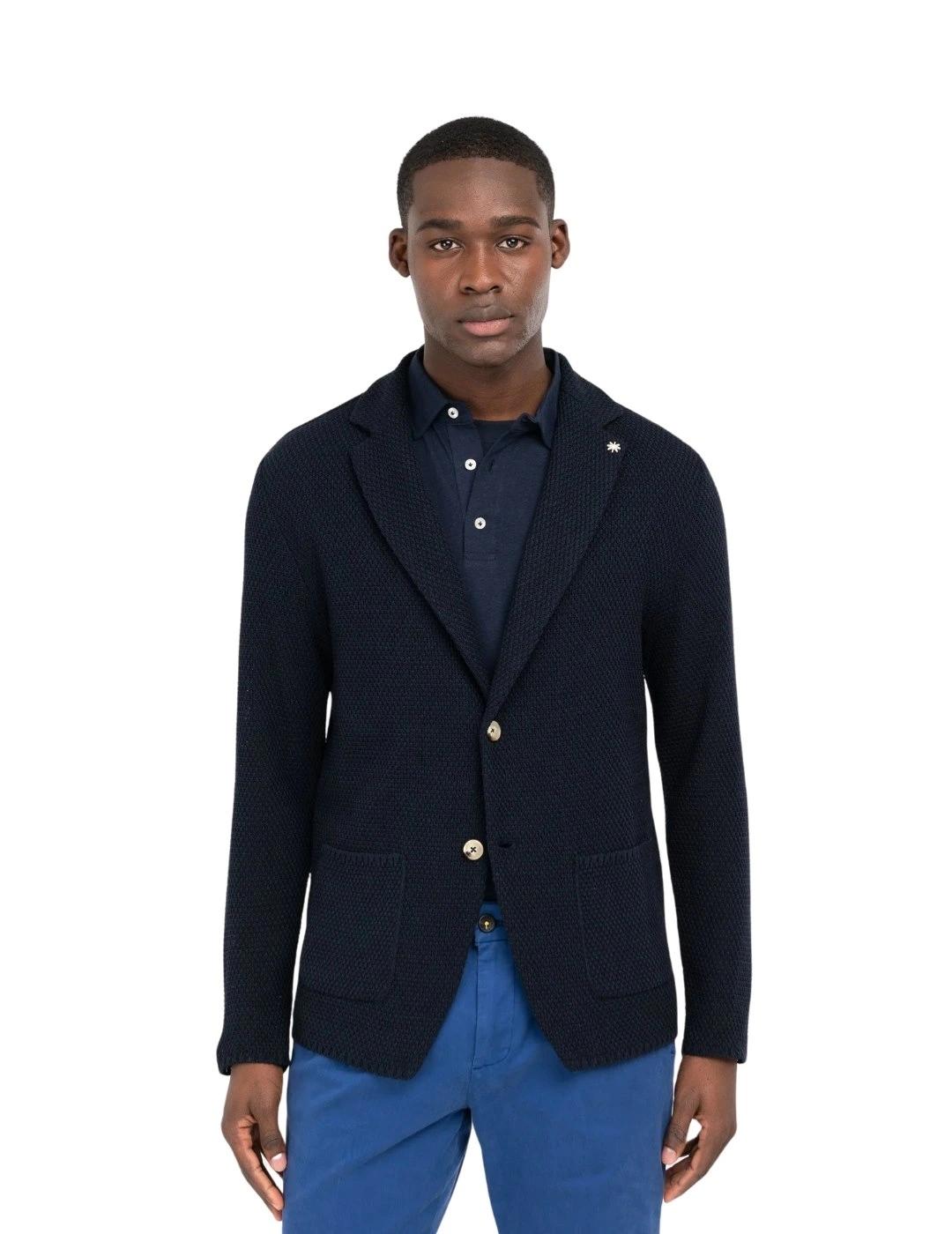 Manuel Ritz Americana de punto Azul marino