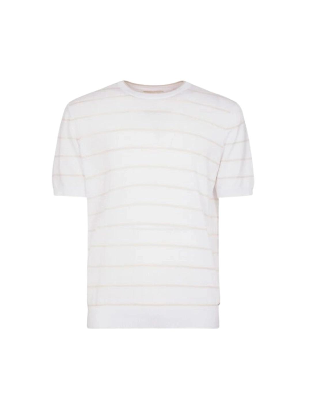 Markup Punto Suéter de algodón Blanco rayas