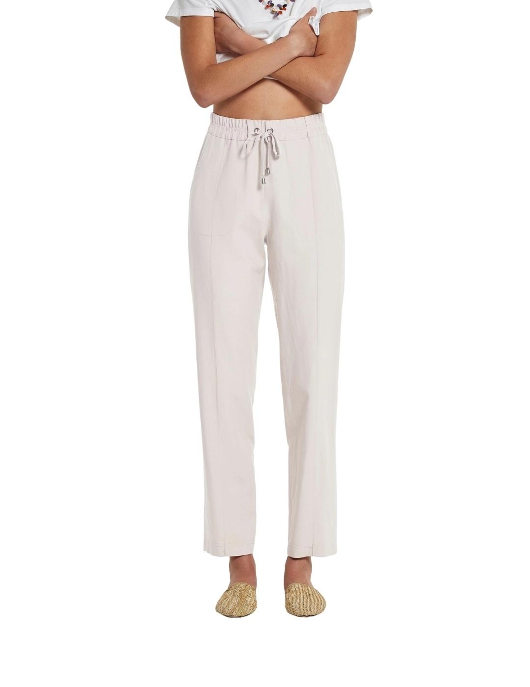 Oky Pantalón Tranta Viscosa Lino Blanco