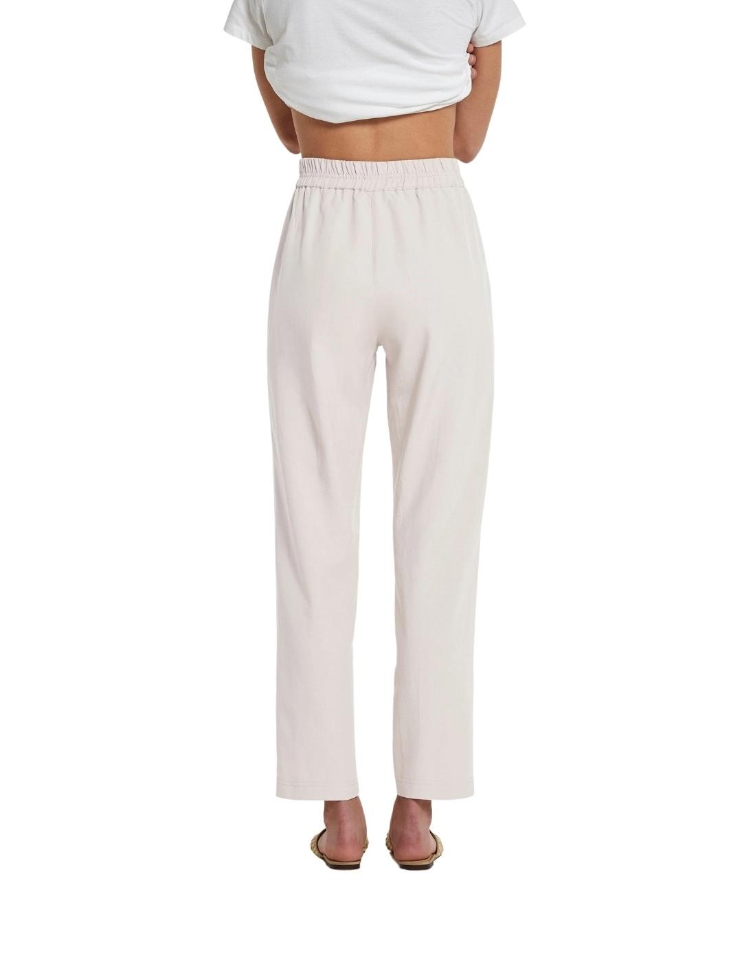 Oky Pantalón Tranta Viscosa Lino Blanco