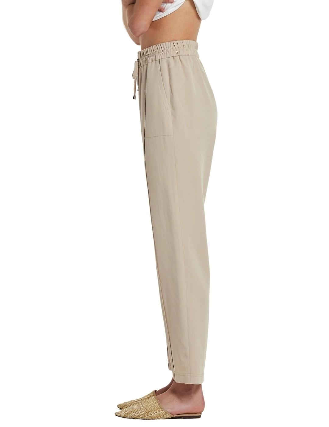 Oky Pantalón Tranta Viscosa Lino Beige