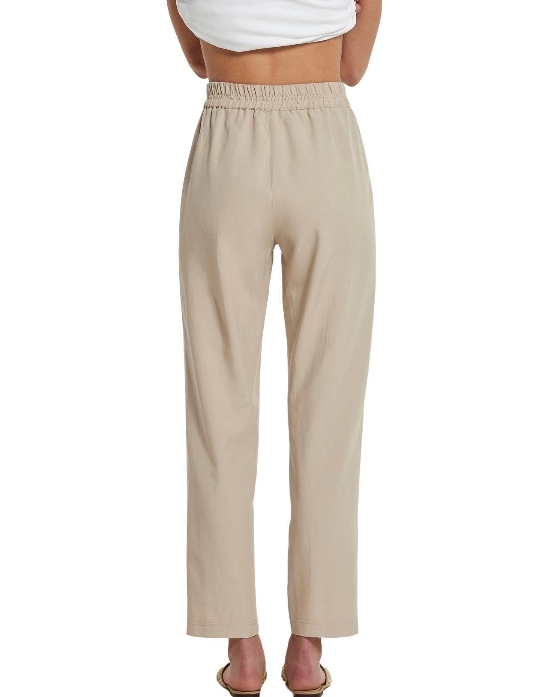 Oky Pantalón Tranta Viscosa Lino Beige