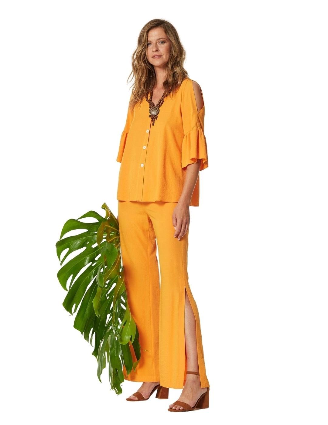 Oky Camisa Tuvalu Efecto Lavado Naranja