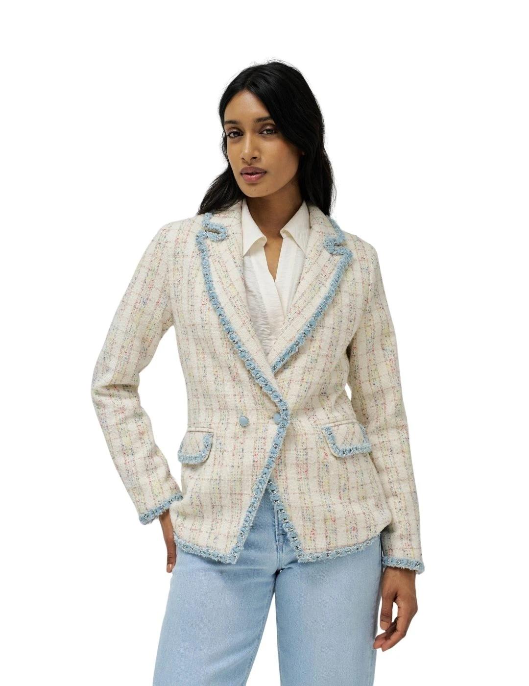 Salsa Jeans Blazer de tweed con detalles denim