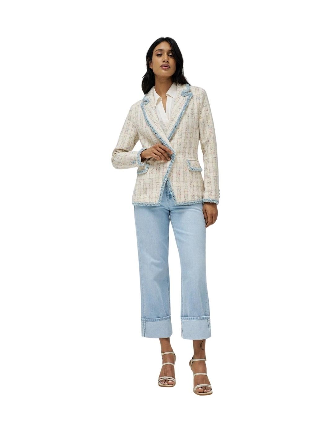 Salsa Jeans Blazer de tweed con detalles denim