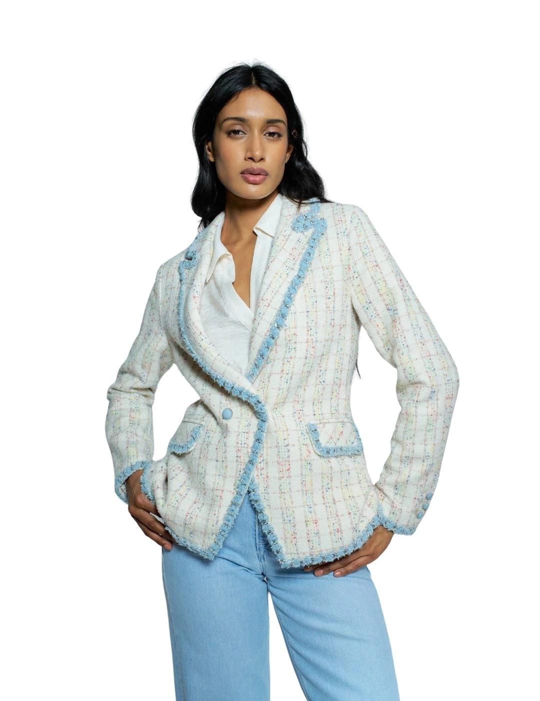 Salsa Jeans Blazer de tweed con detalles denim
