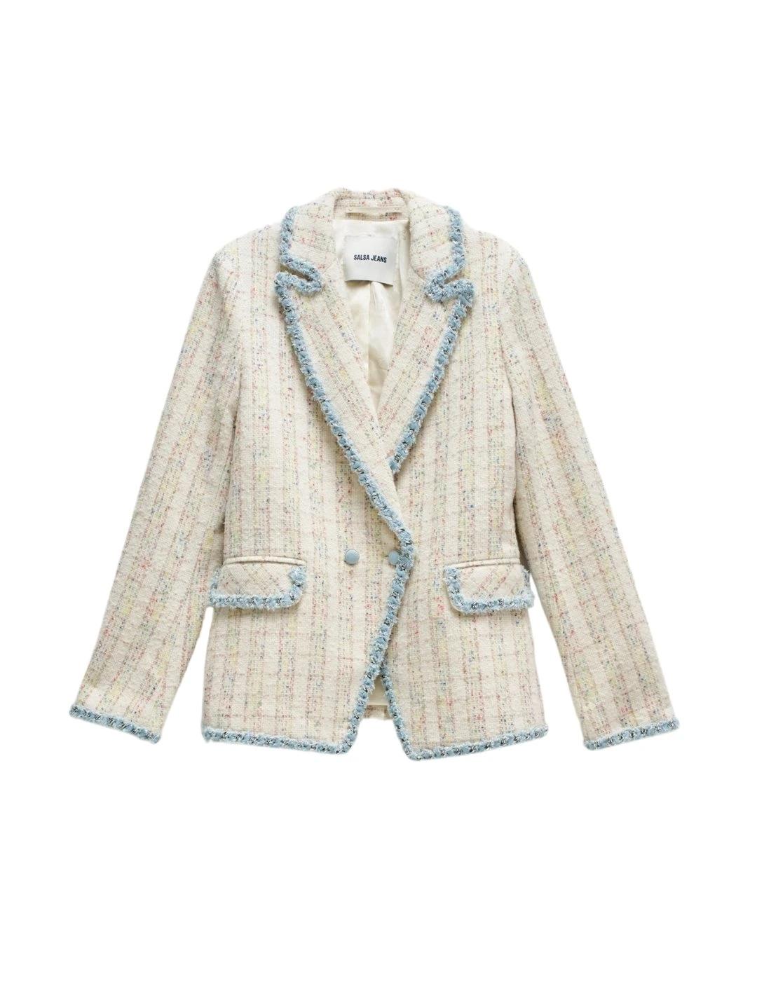 Salsa Jeans Blazer de tweed con detalles denim