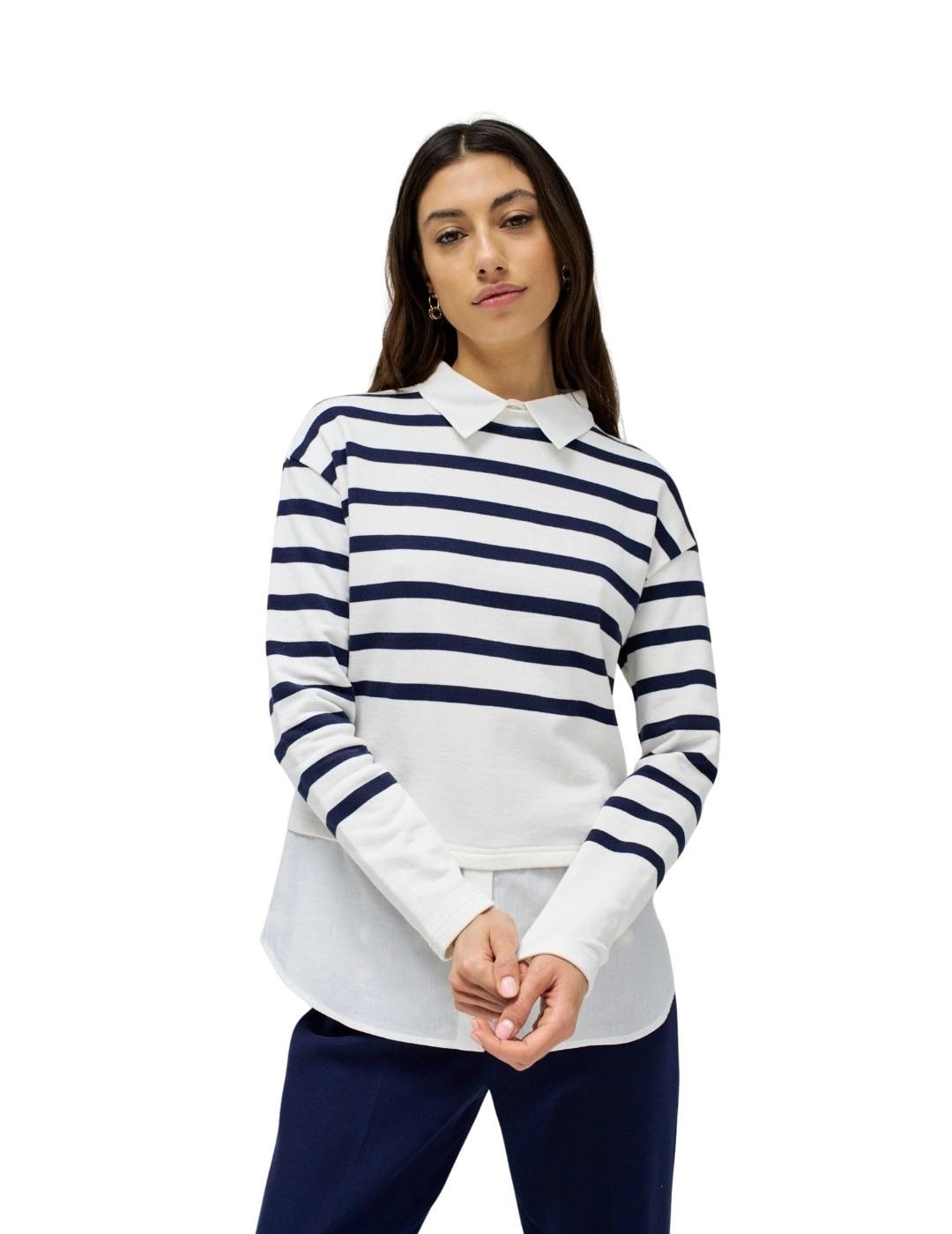 Salsa Jersey Camiseta rayas combinada con camisa