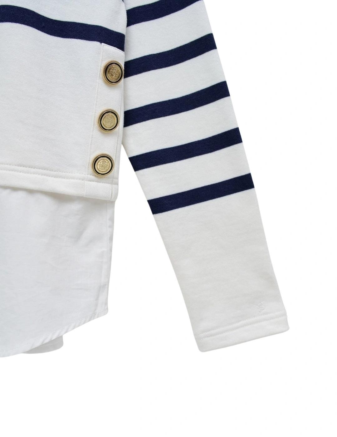 Salsa Jersey Camiseta rayas combinada con camisa