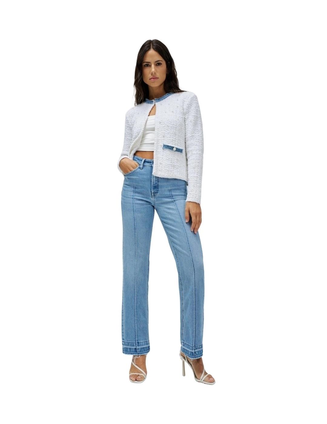 Salsa Jeans Cárdigan perlas y brillantes Blanco