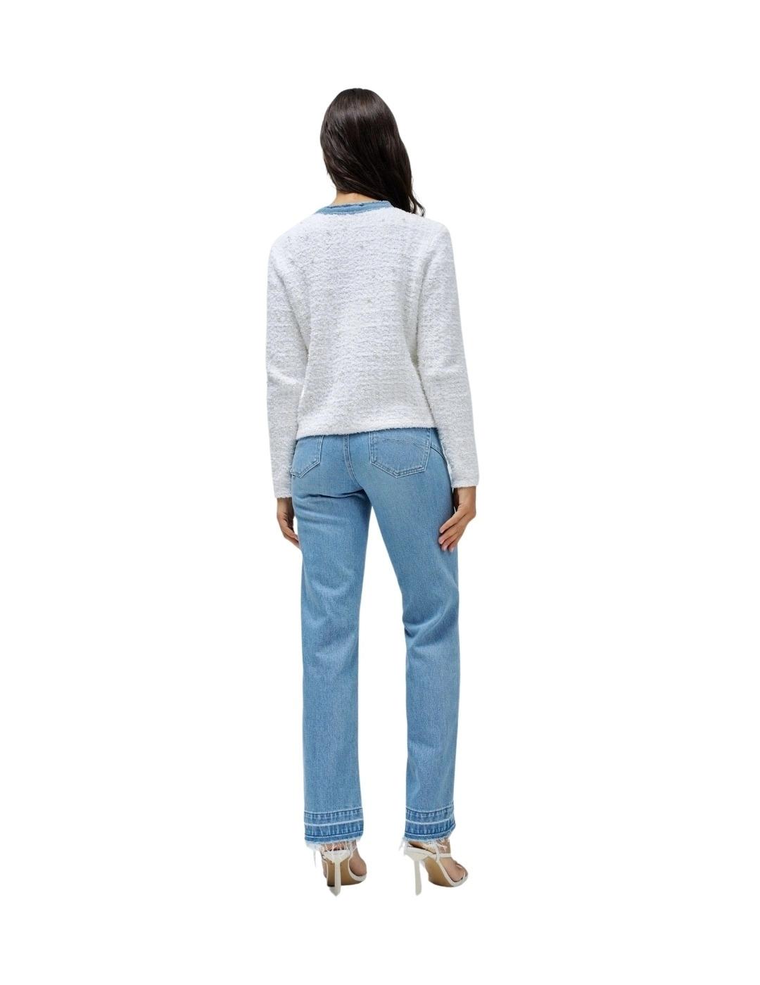 Salsa Jeans Cárdigan perlas y brillantes Blanco