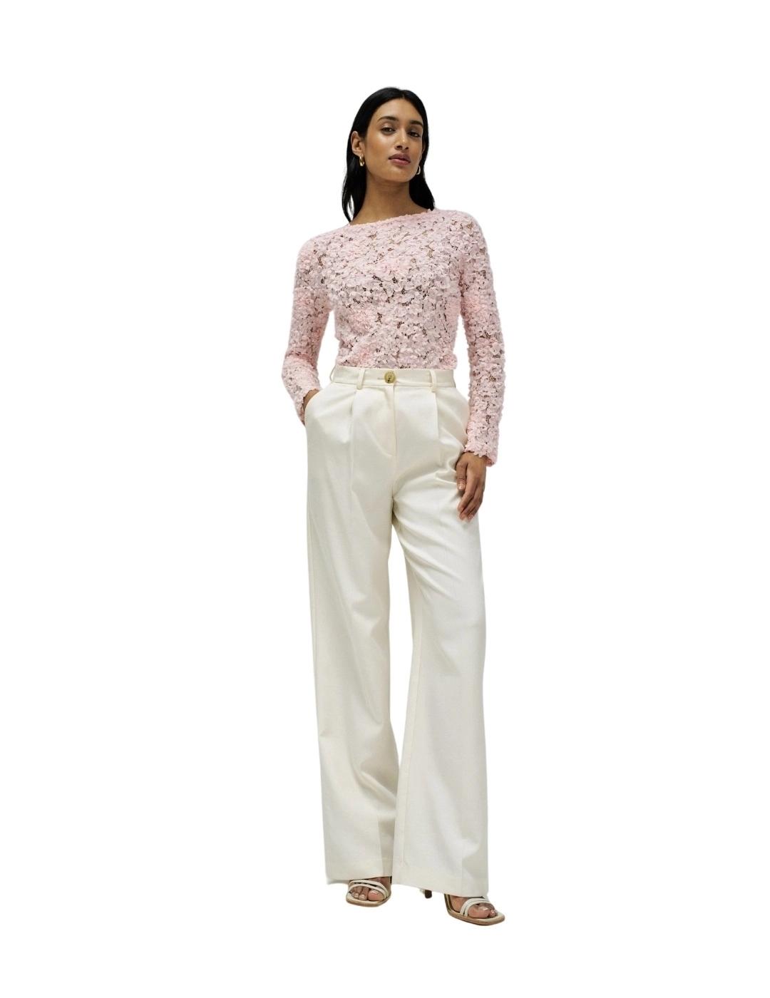 Salsa Jeans Jersey Texturizado con flores Rosa
