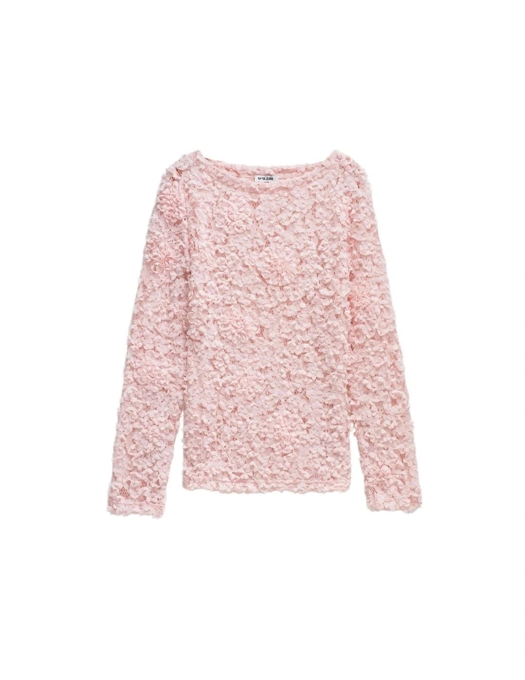 Salsa Jeans Jersey Texturizado con flores Rosa