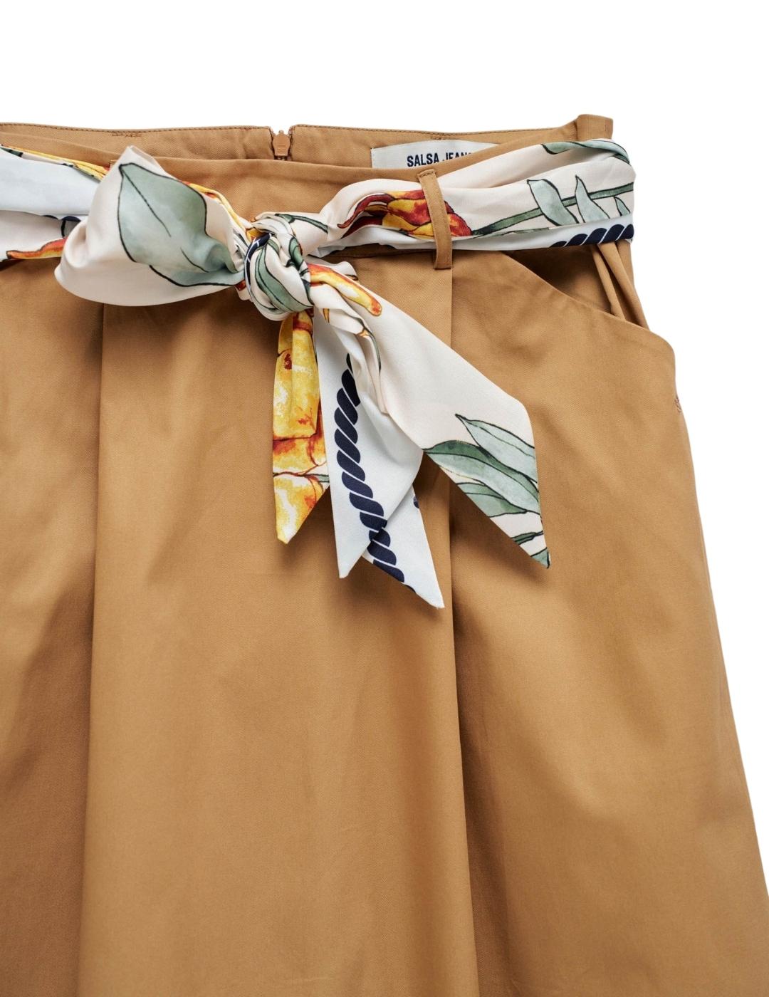 Salsa Jeans Falda Midi de tela Marrón