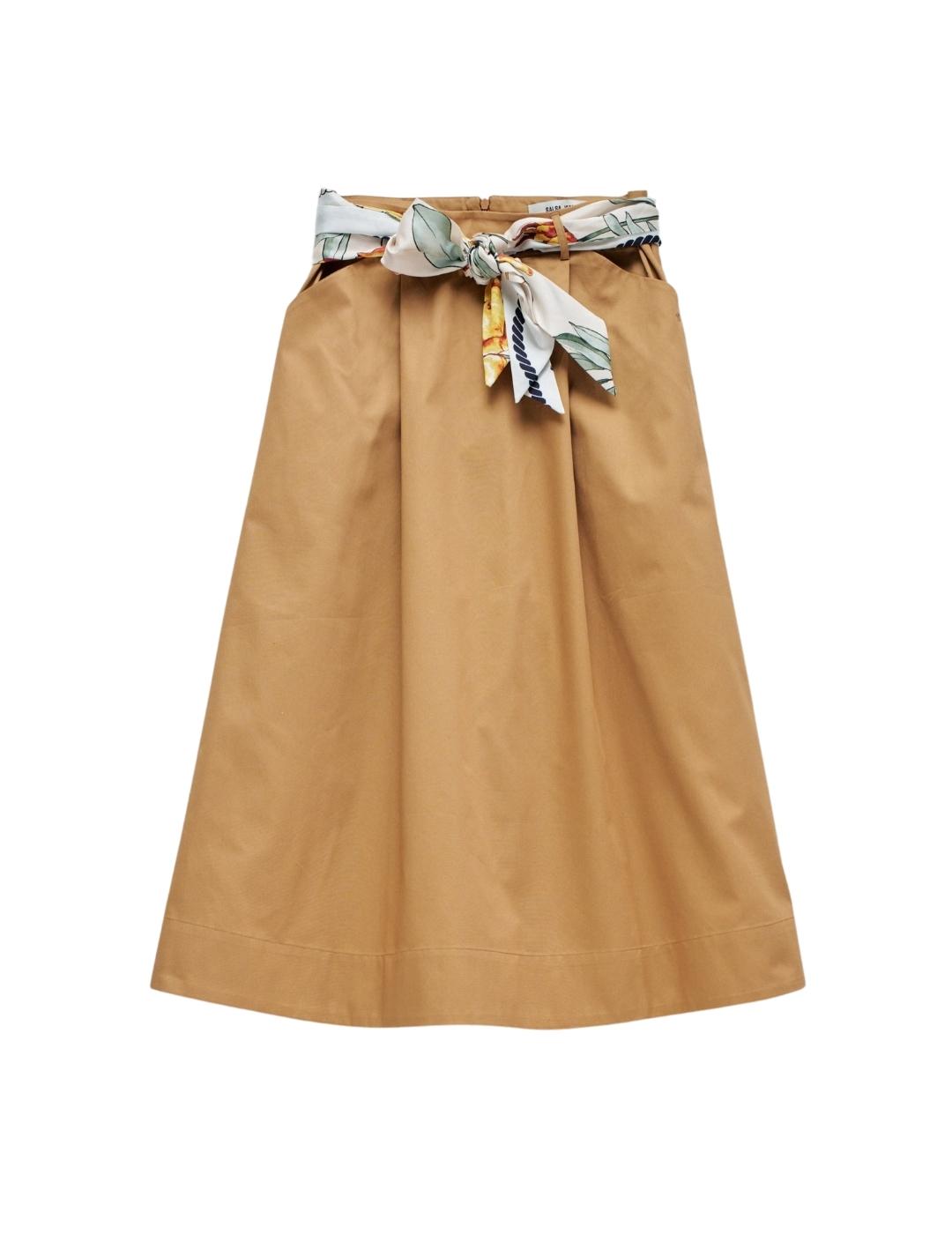 Salsa Jeans Falda Midi de tela Marrón