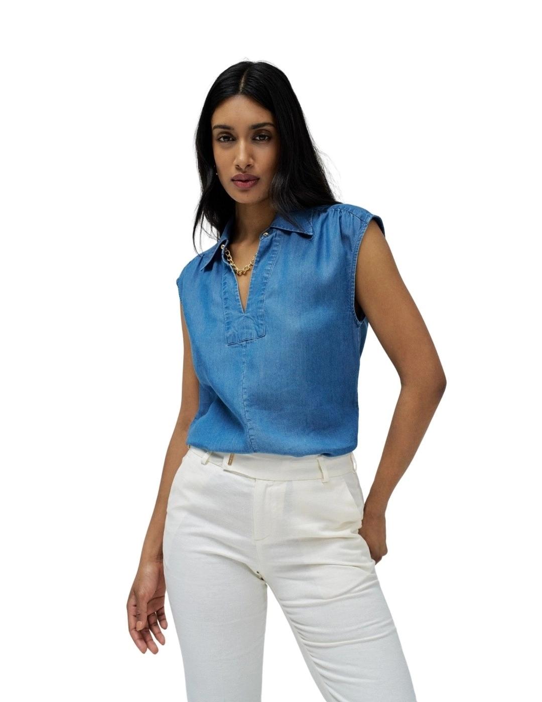 Salsa Jeans Blusa Lightdenim Azul