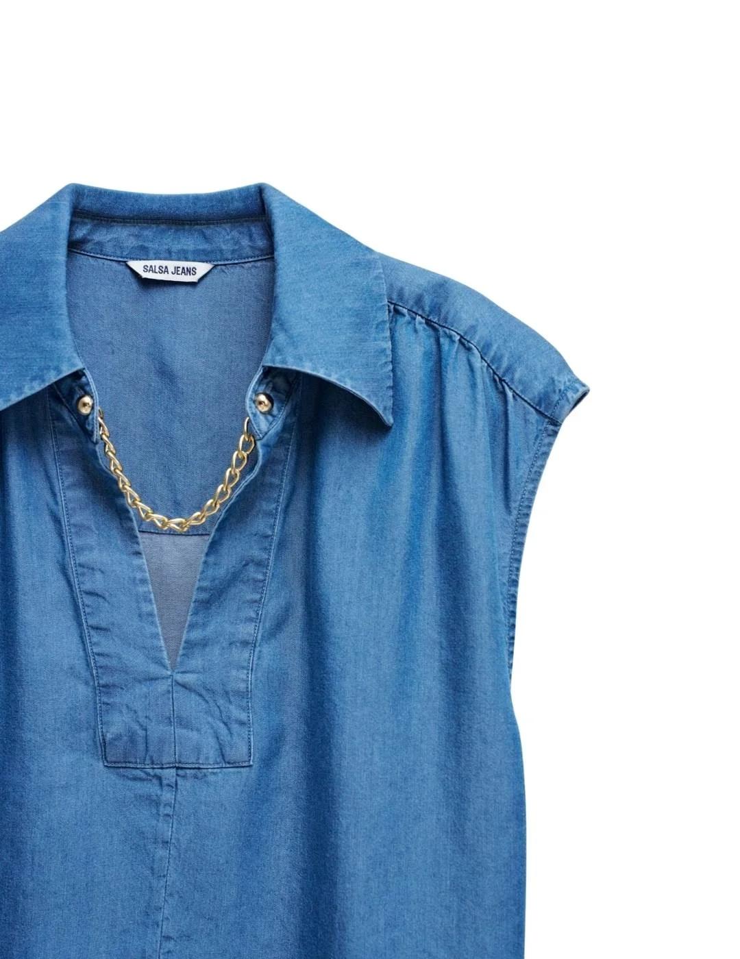 Salsa Jeans Blusa Lightdenim Azul